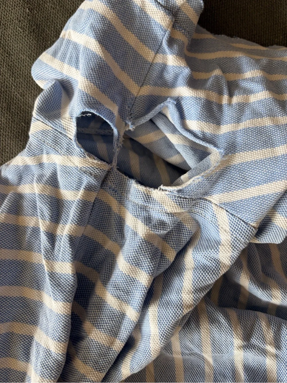 Ralph Lauren Light Blue and White Striped Polo Shirt